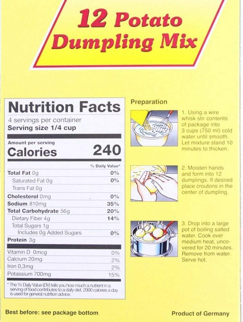 German Raw Potato Dumplings Mix - Makes 8 Dumplings - Dr Knoll