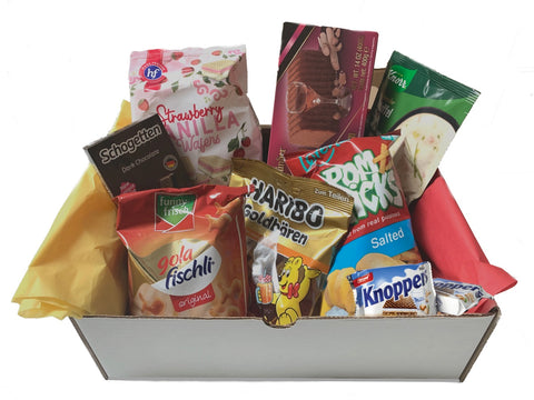 german snack box filled with made in germany items