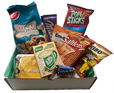 german snack box filled with made in germany items